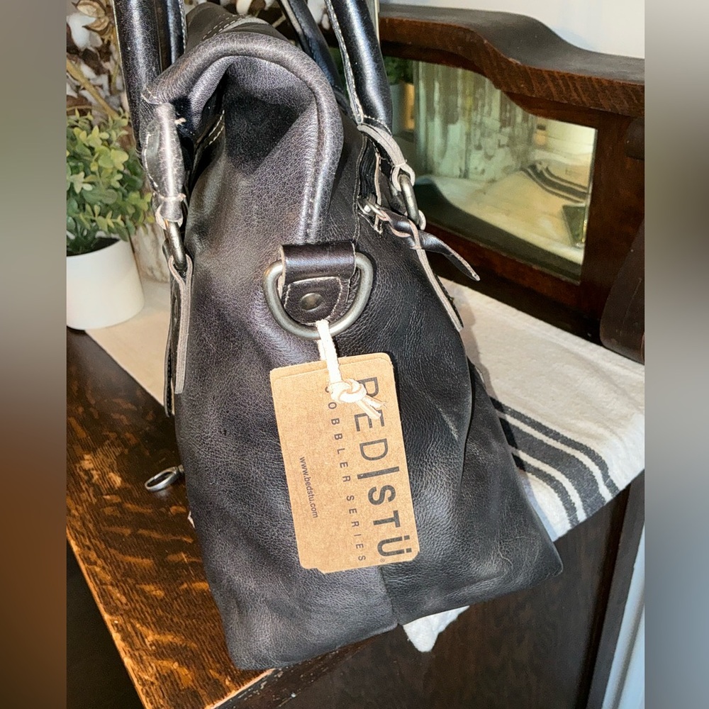 NWT Bed Stu Leather Rachel Shoulder Crossbody Bag Tote Black Rustic Retail $345 - Picture 7 of 14